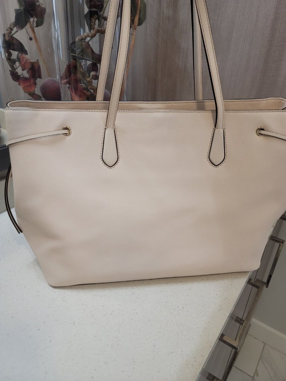 Kate Spade Ari Laurel Way Pink Saffiano Leather LG Tote EUC, $379 White - Picture 3 of 12